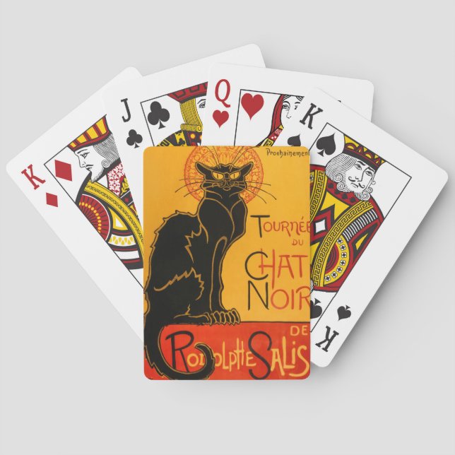 Black Cat Vintage Halloween Steinlen Poster Casinokort (Baksidan)