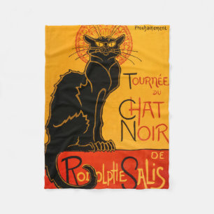 Black Cat Vintage Halloween Steinlen Poster Fleecefilt