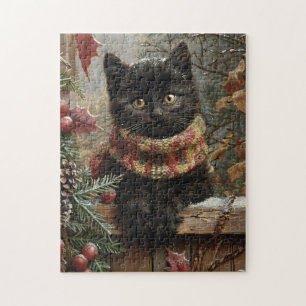 Black Cat Vintage jul Art Pussel