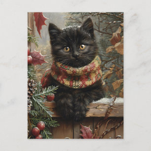 Black Cat Vintage jul Vykort