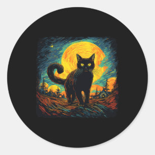 Black Cat Vintage Retro Stil Cat Art Work Cat Lov Runt Klistermärke