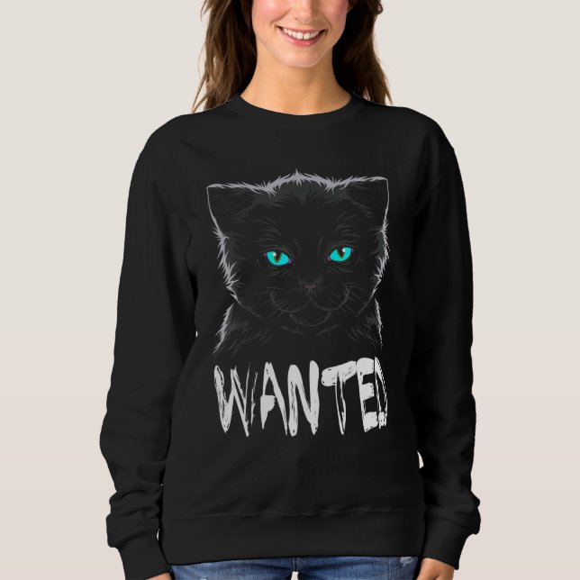 Black Cat Wanted-Coola T Shirt (Framsida)