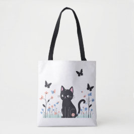 Black Cat Watching Butterflies Tygkasse