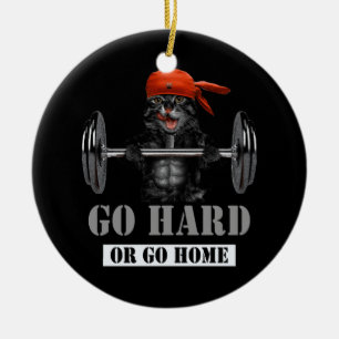 Black Cat Weightlift i Fitness Gym Go Hard eller Julgransprydnad Keramik
