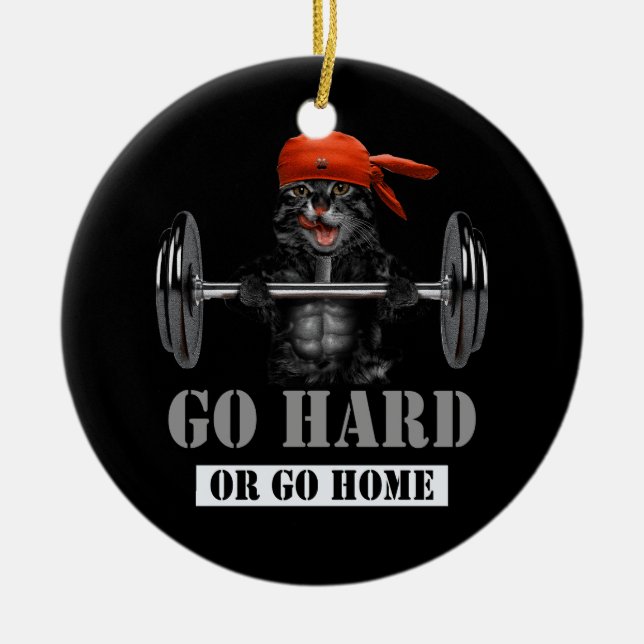 Black Cat Weightlift i Fitness Gym Go Hard eller Julgransprydnad Keramik (Framsidan)