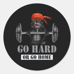 Black Cat Weightlift i Fitness Gym Go Hard eller Runt Klistermärke