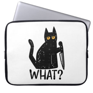 Black Cat What Knivar Funny Murderous Halloween Pe Laptop Fodral