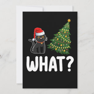 Black Cat What Pushing Julgran Funny Inbjudningar