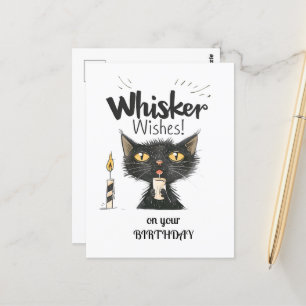 Black Cat Whisker Önskemål på födelsedagen Vykort