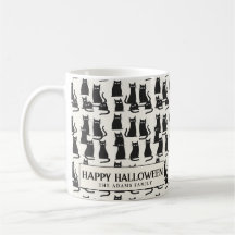 Black Cat white Halloween Coffee Mugg