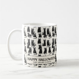 Black Cat white Halloween Coffee Mugg