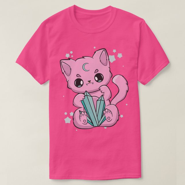 Black Cat Wicca Cute Anime Neko Kitten Nugoth Prem T Shirt (Design framsida)