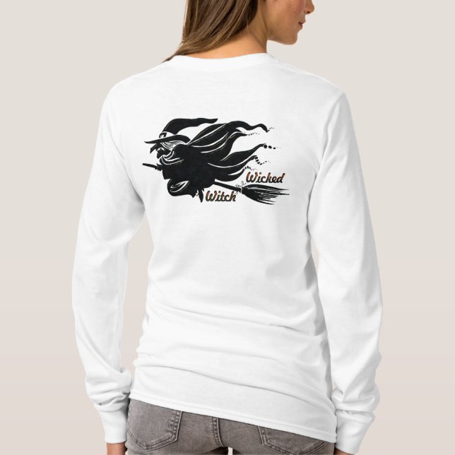 Black Cat Wicked Witch Halloween T-shirt (Baksida)