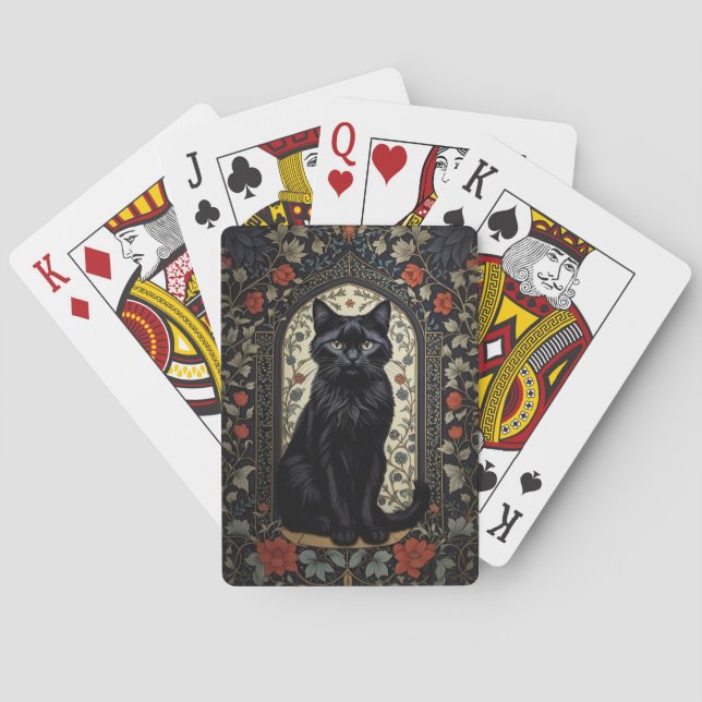 Black Cat William Morris Inspired Casinokort (Baksidan)