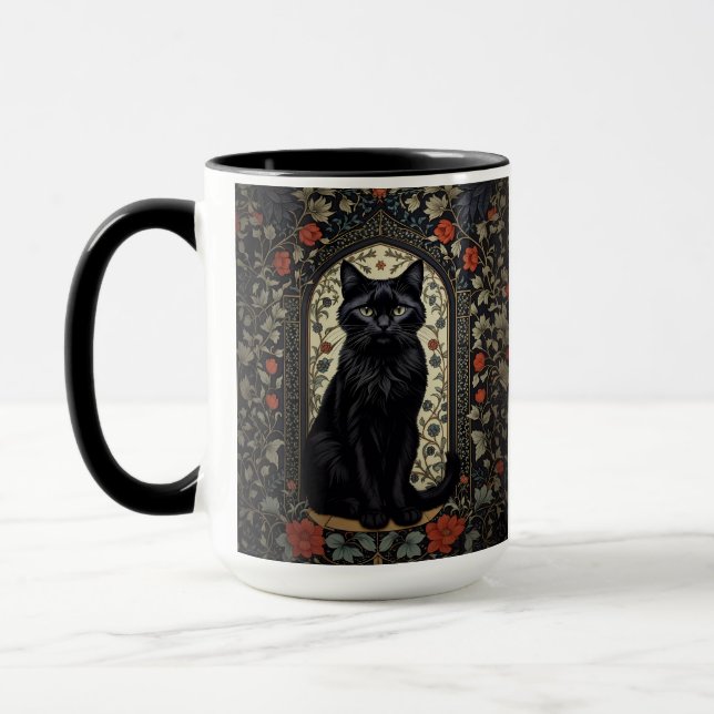 Black Cat William Morris Inspired Mugg (Vänster)