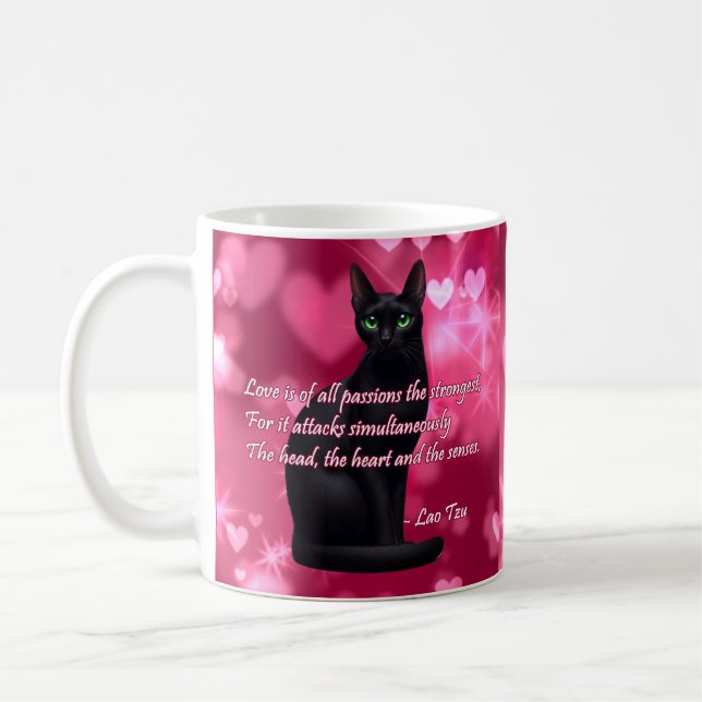 Black Cat Wisdom - Shiny Hearts Kaffemugg (Vänster)