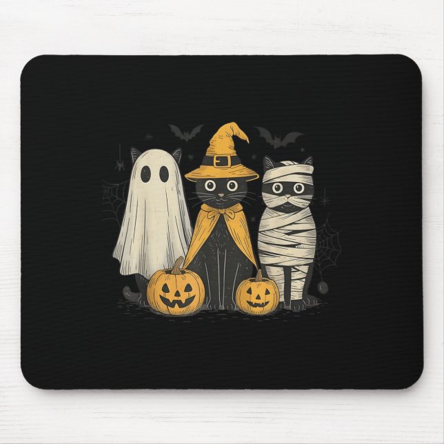 Black Cat Witch Ghost Y Halloween Pumpkin Men Kids Musmatta (Framsidan)