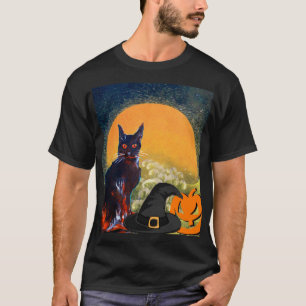 BLACK CAT,WITCH HAT OCH PUMPKINS HALLOWEEN FEST T-SHIRT