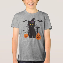Black Cat Witch Hat T Shirt
