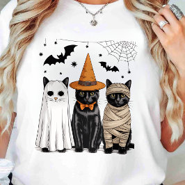 Black Cat Witch Scary Halloween Pumpkin T Shirt