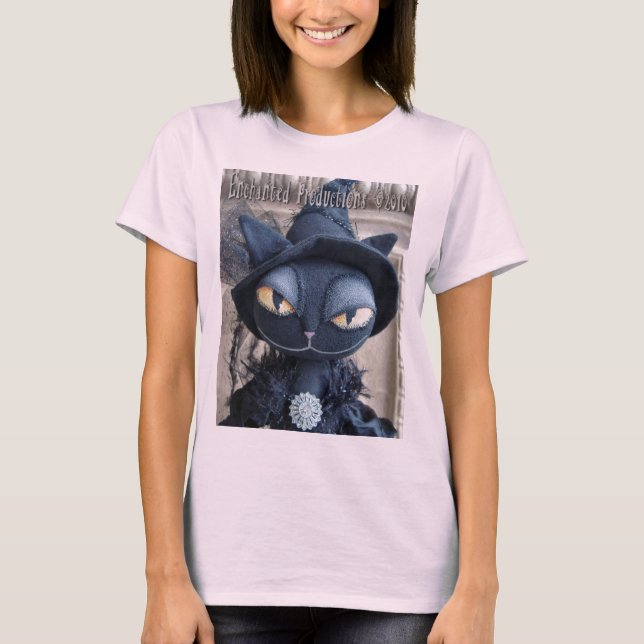 Black Cat Witch T-Shirt (Framsida)