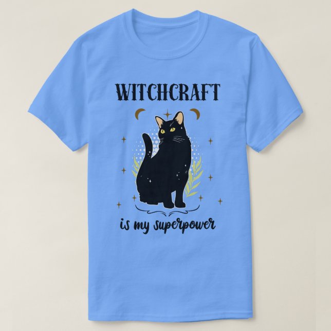 Black Cat Witch Wiccan Roligt T Shirt (Design framsida)