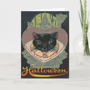 Black Cat Witch Witching Hour Full Moon Kort