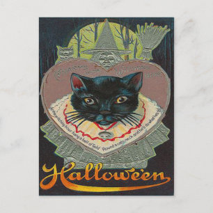 Black Cat Witch Witching Hour Full Moon Vykort