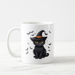 Black Cat Witches Hat Halloween Fall Spooky Cute Kaffemugg