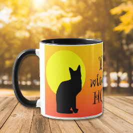 Black Cat Witching Hour Halloween Mugg