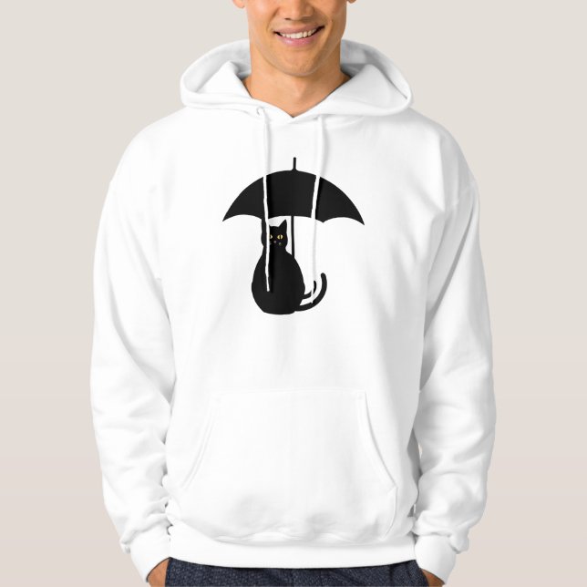 Black Cat with Umbrella Hoodie (Framsida)