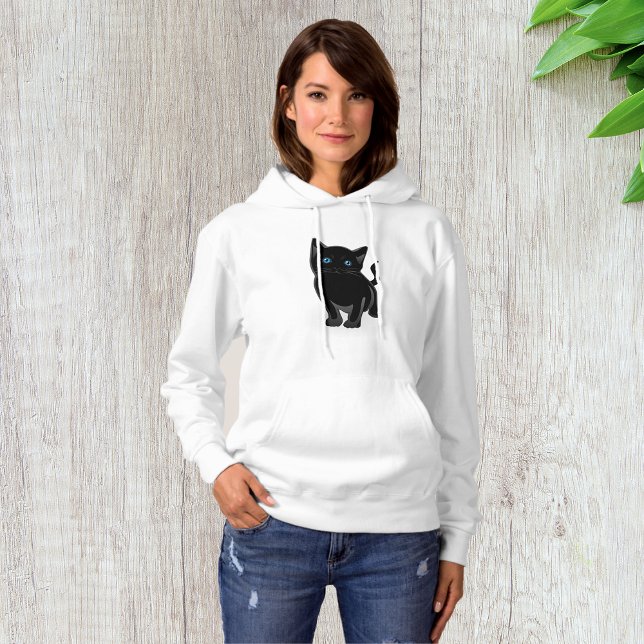 Black Cat Womens Hoodie T Shirt (Skapare uppladdad)