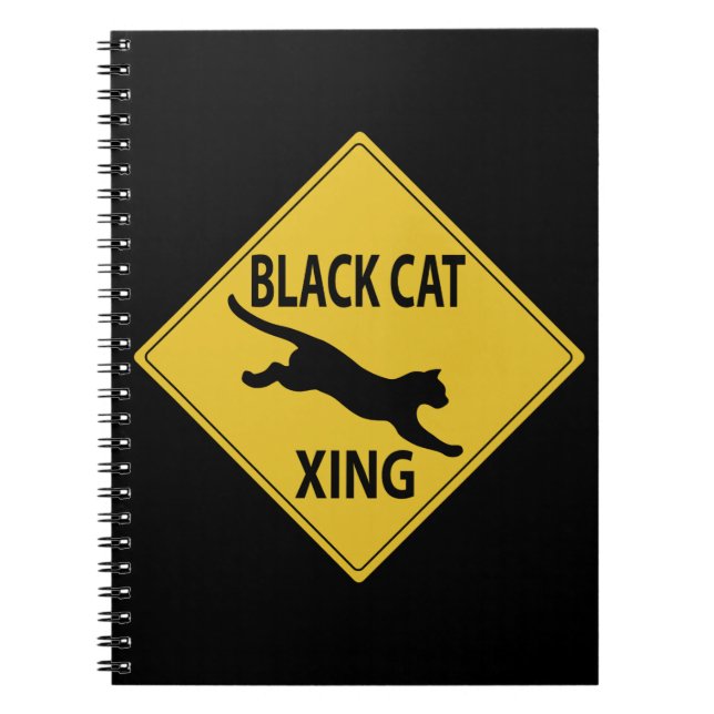 Black Cat Xing Anteckningsbok Med Spiral (Framsidan)