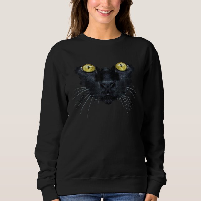 Black Cat Yellow Eyes Kitty Kitten Cat Fa T Shirt (Framsida)