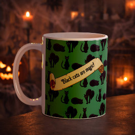 Black Cats Are Magic! Witches Cat Pixel Art Stripe Kaffemugg