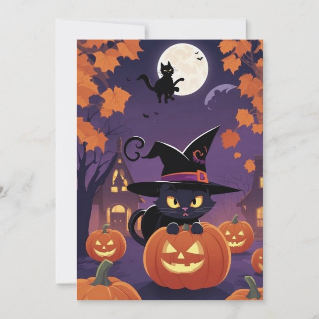 Black Cat's Charm - Halloween-presentkort Julkort (Framsida)