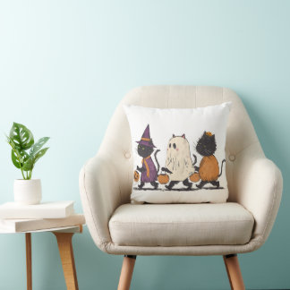 Black Cats Halloween Trick or Treat Cute Spooky Kudde