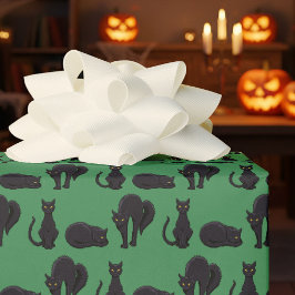 Black Cats Halloween Witch's Cat Pixel Art Pattern Presentpapper