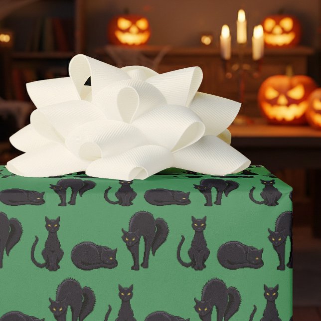 Black Cats Halloween Witch's Cat Pixel Art Pattern Presentpapper (Skapare uppladdad)