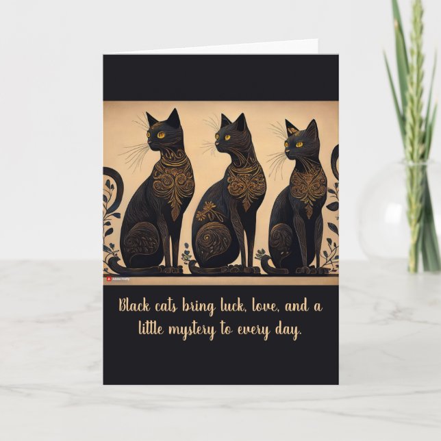 Black Cats Lover Folded Greeting Card Kort (Framsida)