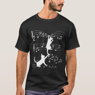 Black Cats Playing With Music Note Cat T Shirt