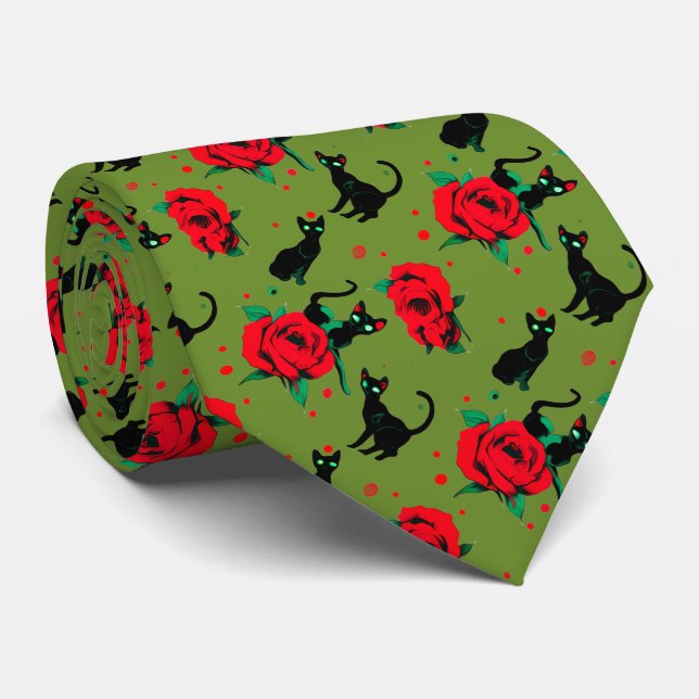 Black Cats Red Roses Pattern Dark Valentine Slips (Rullad)