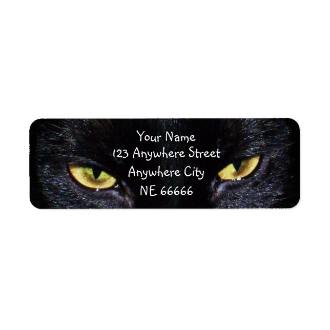 Black Cats Returetiketter i Ögon Returadress Etikett (Framsidan)