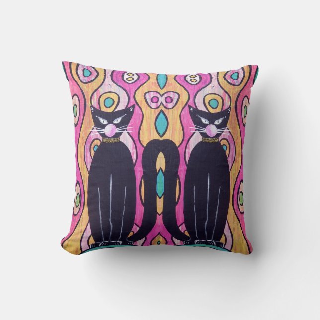 Black Cats Throw Pillow Home Decor Kudde (Framsida)