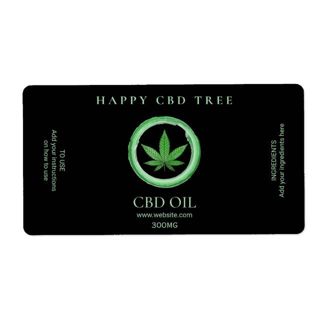 Black CBD Oil Labels Fraktsedel (Framsidan)