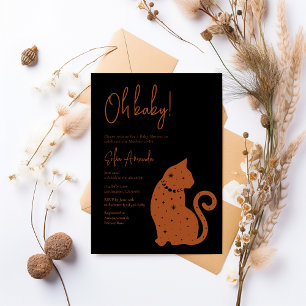 Black Celestial Cat Baby Shower Inbjudningar