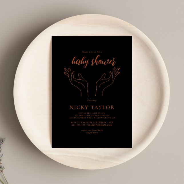 Black Celestial Hand Baby Shower-inbjudan Inbjudningar (Skapare uppladdad)