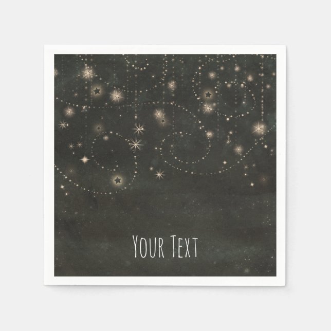 Black Celestial Mörk Starry Himlar Swirls valfri h Pappersservett (Framsidan)