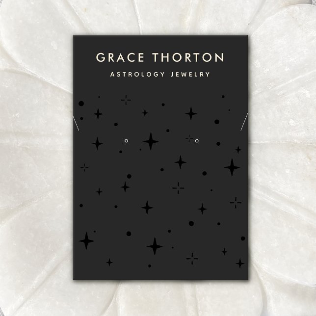 Black Celestial Stars Earring och Necklace Busine Visitkort (Skapare uppladdad)