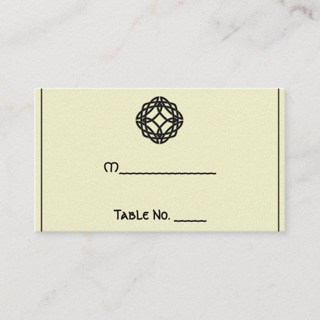 Black Celtic Eternity Knot Bröllop Place Cards Placeringskort (Framsida)